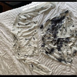 Tie dye long sleeve crop top and shorts set